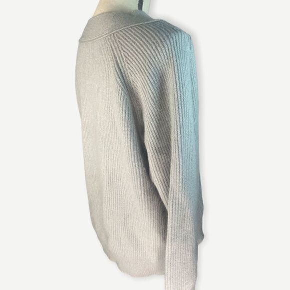 FRNCH Paris V Neck Ribbed Knit Sweater Gray NWT - Picture 5 of 10